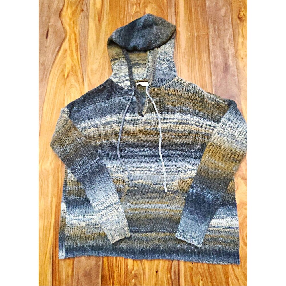 ​LoveStitch Sweater Medium Kangaroo Pocket Hoodie Space Dye Stripe Boho